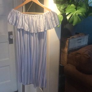 Mossimo Blue Striped off the shoulder Dress